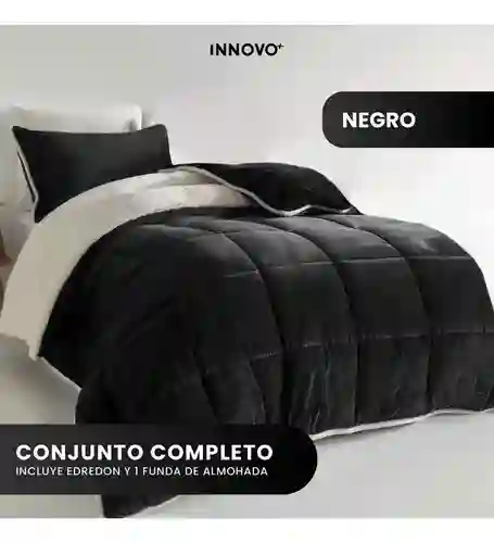 Edredón Cama Sencilla Reversible Ovejero Suave Negro Doble Fas
