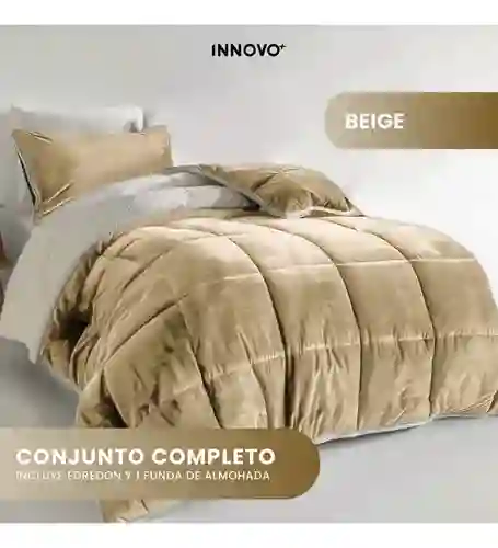 Cubre Cama Cubrelecho Sencilla Reversible Ovejero Suave Beige Doble Faz