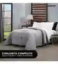 Edredón Microfibra Para Cama Sencilla 2 Fundas Tela Suave Innovo Gris Claro