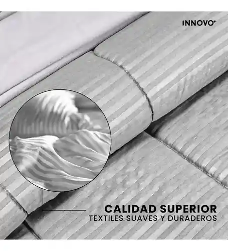 Edredón Microfibra Para Cama Sencilla 2 Fundas Tela Suave Innovo Gris Claro