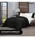 Edredón Microfibra Para Cama Sencilla 2 Fundas Tela Suave Innovo Negro