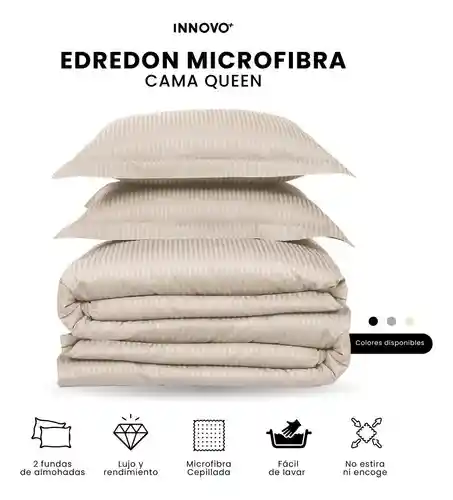 Edredón Microfibra Para Cama Queen Tela Suave Innovo Beige