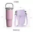 Termo 900 Ml Flip Con Funda De Neopreno Rosa Con Correa Y Bolsillos Innovo Lila