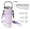 Termo 900 Ml Flip Con Funda De Neopreno Rosa Con Correa Y Bolsillos Innovo Lila