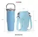 Termo 900 Ml Flip Con Funda De Neopreno Rosa Con Correa Y Bolsillos Innovo Azul