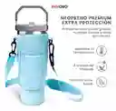 Termo 900 Ml Flip Con Funda De Neopreno Rosa Con Correa Y Bolsillos Innovo Azul