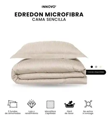 Edredón Microfibra Para Cama Sencilla 2 Fundas Tela Suave Innovo Beige