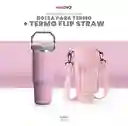 Termo 900 Ml Flip Con Funda De Neopreno Rosa Con Correa Y Bolsillos Innovo Rosa