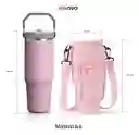 Termo 900 Ml Flip Con Funda De Neopreno Rosa Con Correa Y Bolsillos Innovo Rosa