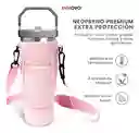 Termo 900 Ml Flip Con Funda De Neopreno Rosa Con Correa Y Bolsillos Innovo Rosa