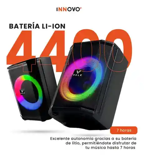 Parlante Bluetooth Volk 8 Rgb Con Micrófono Tws Recargable Control Remoto 8000w Pmpo