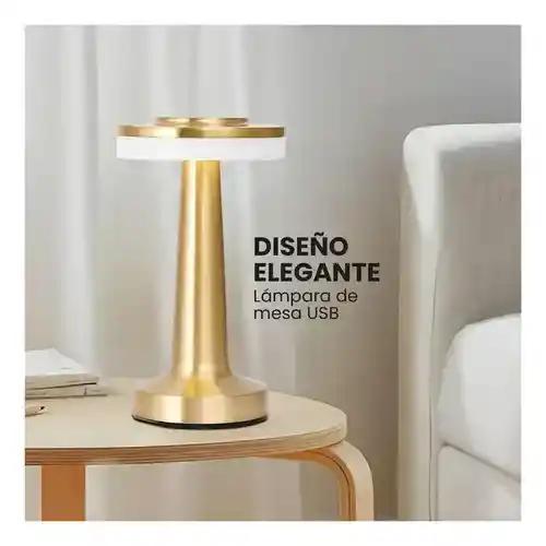 Lámpara De Mesa Led Recargable Táctil Usb Diseño Elegante Aluminio Luz Decorativa Dorado