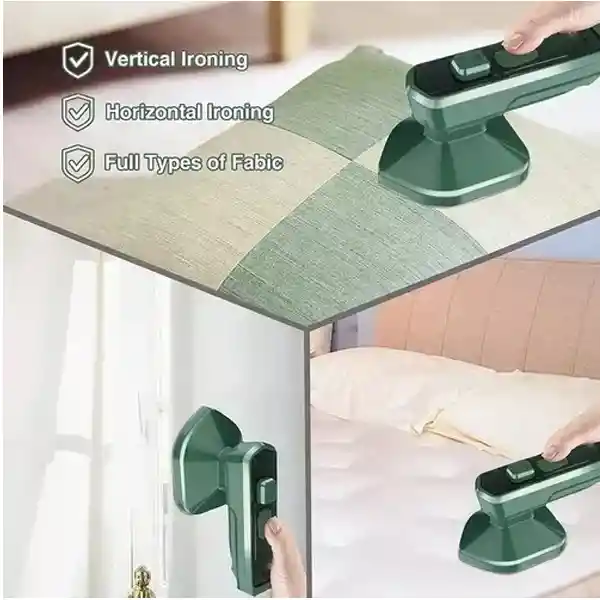 Plancha Para Ropa Mini Viajera Portátil Con Agua Y En Seco Color Verde