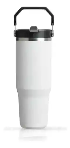 Termo Acero Inoxidable 900ml Flip Straw Antiderrames Blanco