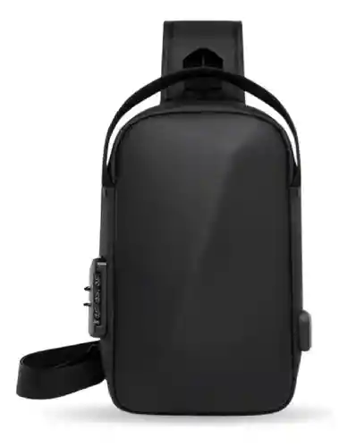 Bolso Antirrobo Impermeable Con Puerto Usb Candado Seguridad Negro
