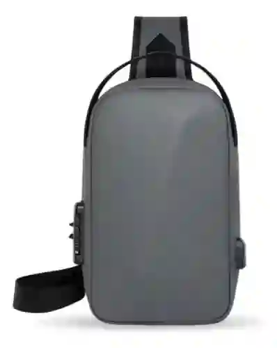 Bolso Antirrobo Impermeable Con Puerto Usb Candado Seguridad Gris