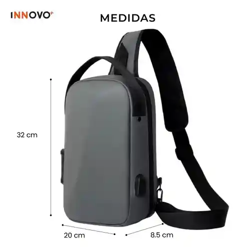 Bolso Antirrobo Impermeable Con Puerto Usb Candado Seguridad Gris