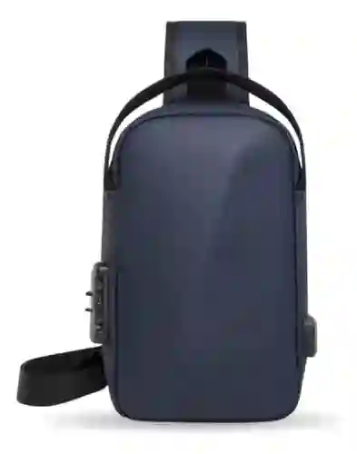 Bolso Antirrobo Impermeable Con Puerto Usb Candado Seguridad Azul