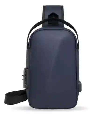 Bolso Antirrobo Impermeable Con Puerto Usb Candado Seguridad Azul