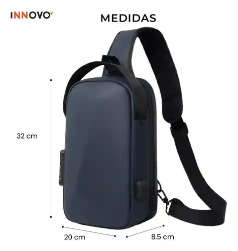 Bolso Antirrobo Impermeable Con Puerto Usb Candado Seguridad Azul