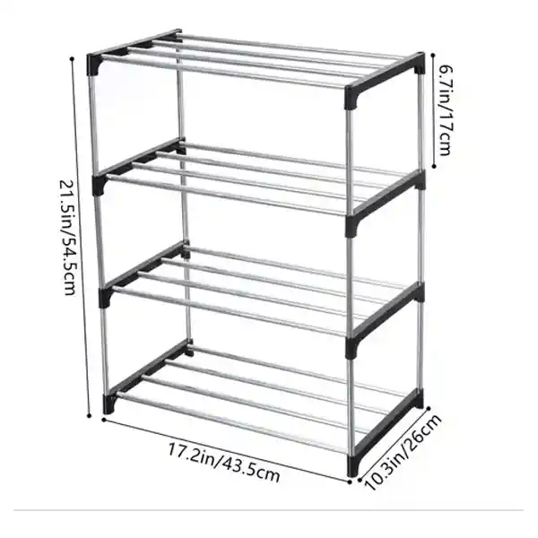 Organizador De Zapatos 4 Niveles En Tela Resistente Negro
