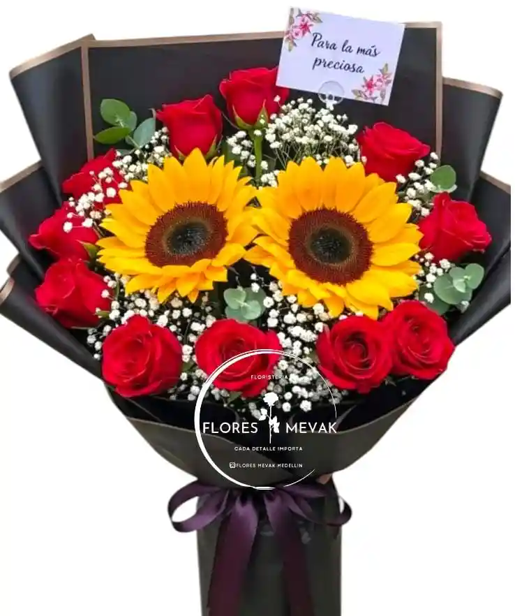Flores Rosas Rojas Y Girasoles Amor Para Ti.