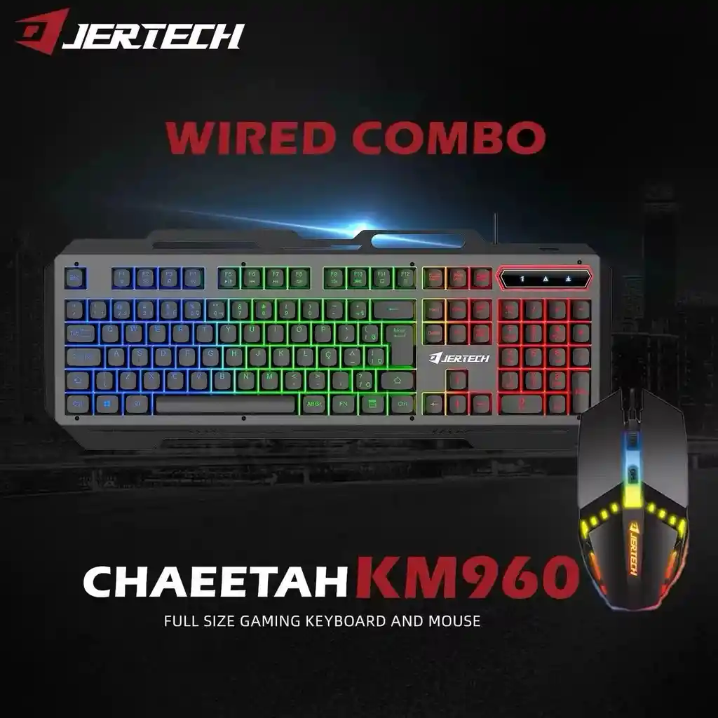 Combo Teclado Y Mouse Gamer Jertech Km960 Con Iluminación Led