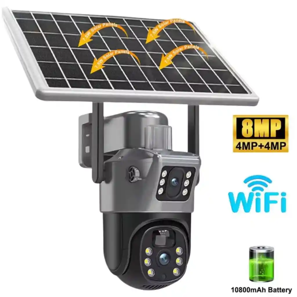 Cámara Solar Wifi Doble Tp-15 Exterior