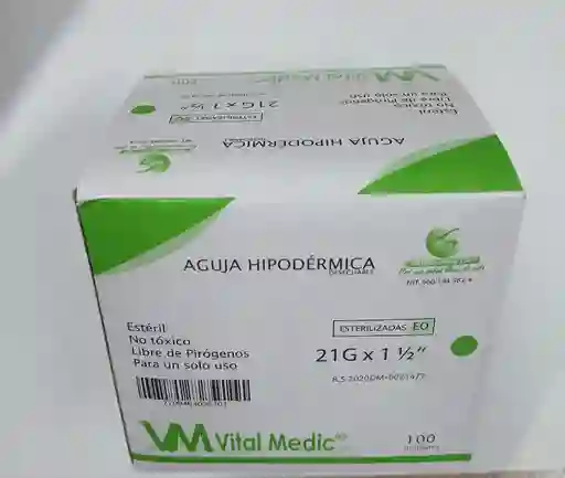 Aguja Hipodermica 21g X1 1/2 X Caja