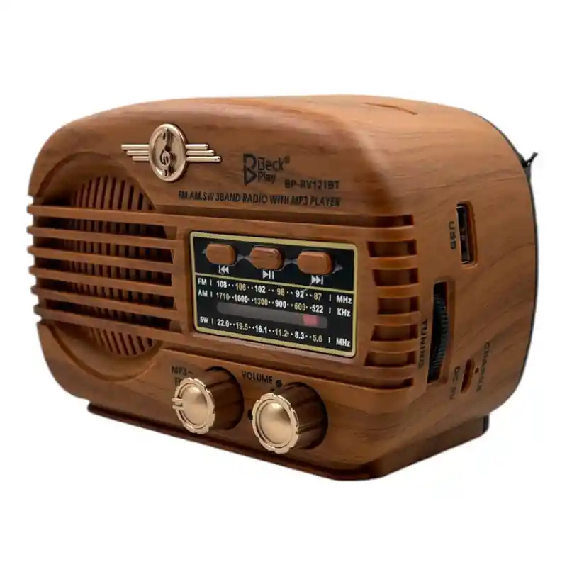Radio Vintage Beckplay Bp-rv121bt Bluetooth 3 Bandas Fm/am/sw Con Mp3