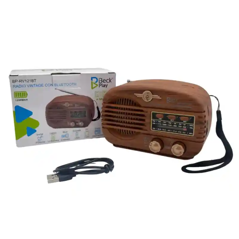Radio Vintage Beckplay Bp-rv121bt Bluetooth 3 Bandas Fm/am/sw Con Mp3