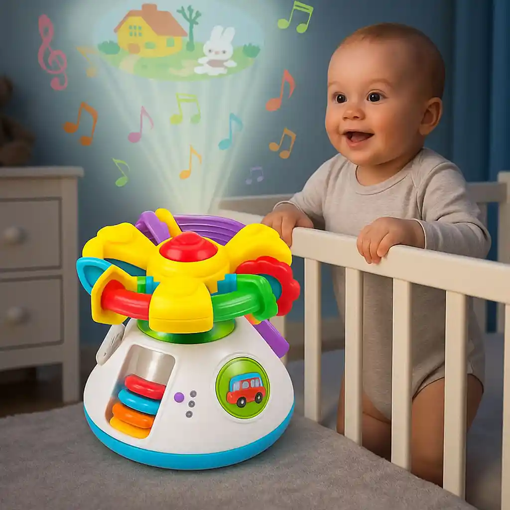 Volante Proyector Luces Sonido Jugute Interactivo Para Bebe