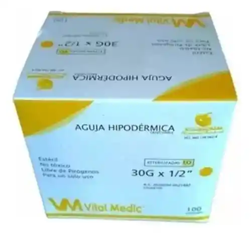Aguja Hipodermica 30g X1/2" Vital Medic X Caja
