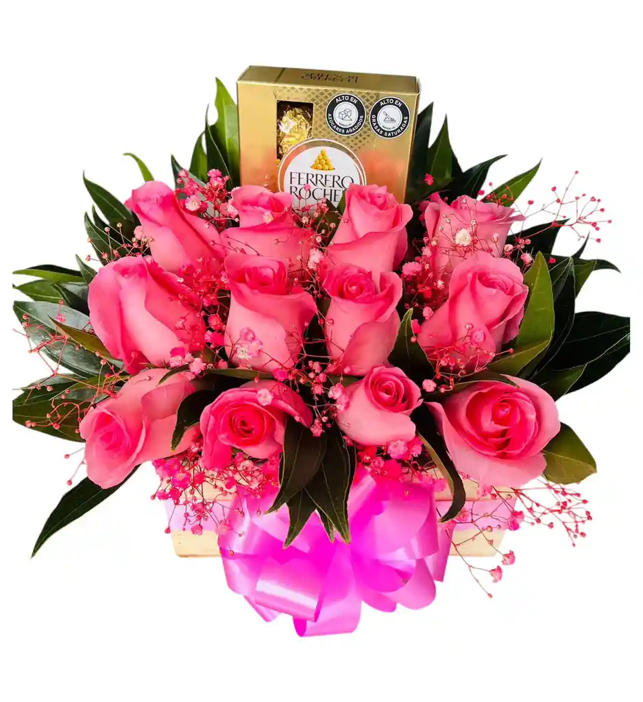Caja De Rosas Rosadas