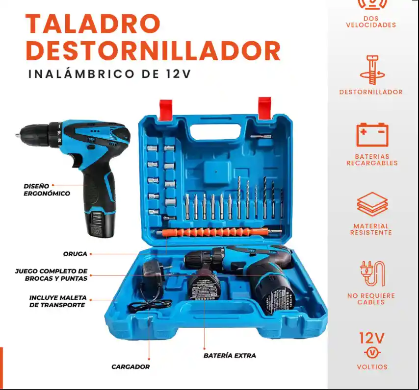 Taladro 18v Percutor Con Assesorios
