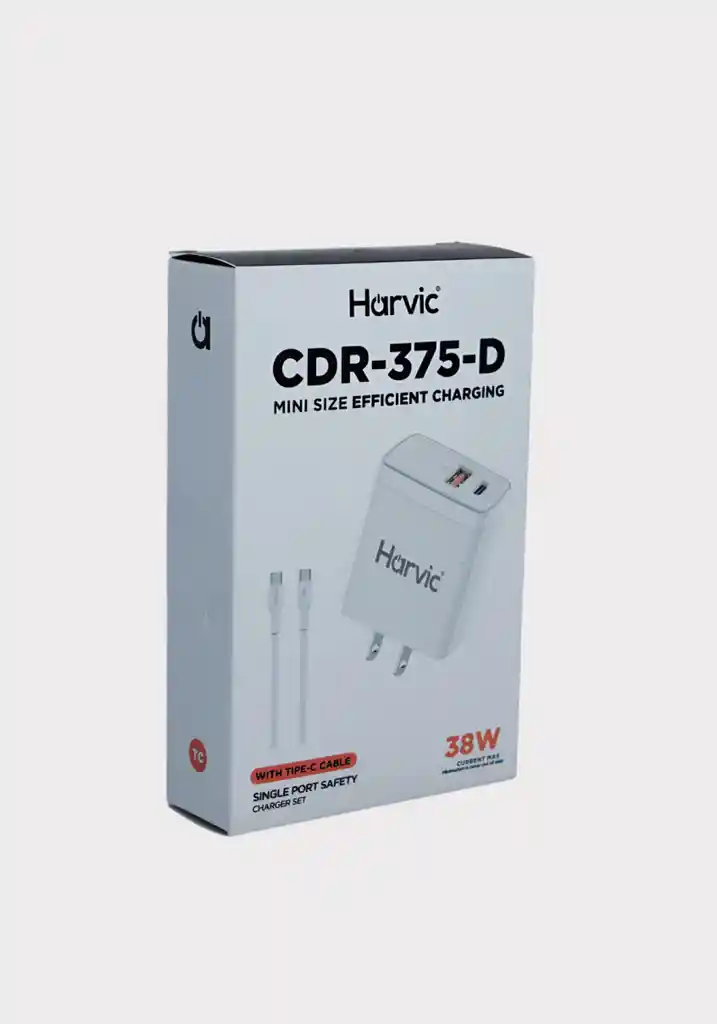 Cargador Rápido Harvic Cdr-375-d Con Cable Tipo C – 38w