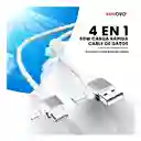 Cable De Carga Universal 4 En 1 Carga Rápida 60w Usb Tipo C Multicargador