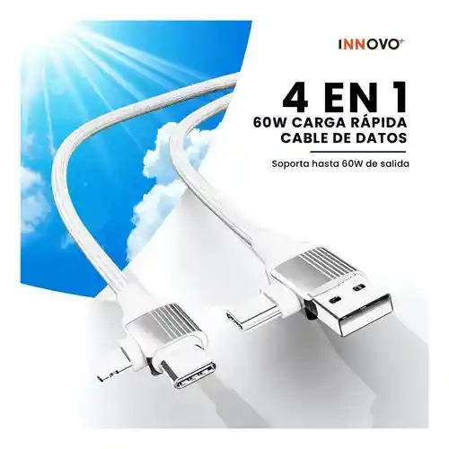 Cable De Carga Universal 4 En 1 Carga Rápida 60w Usb Tipo C Multicargador