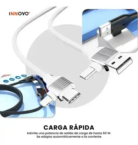 Cable De Carga Universal 4 En 1 Carga Rápida 60w Usb Tipo C Multicargador