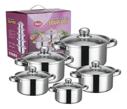 Juego De Ollas 10 Piezas Con Tapa De Vidrio Templado Para Todo Tipo De Cocina