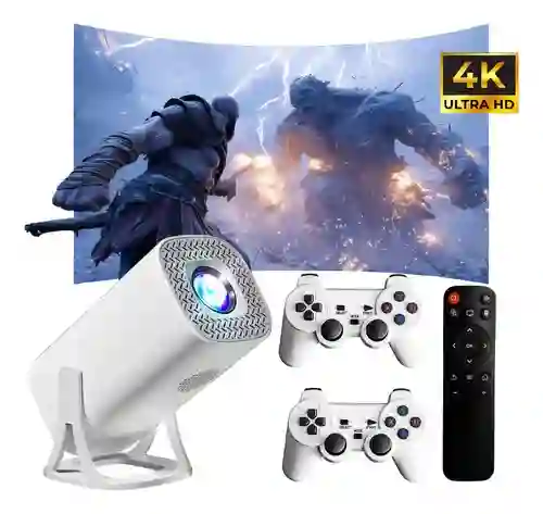 Proyector Smart S40 Max Pro 4k Android 11 Wifi 5g + 2 Controles Pantalla 200 30.000 Juegos Y Apps
