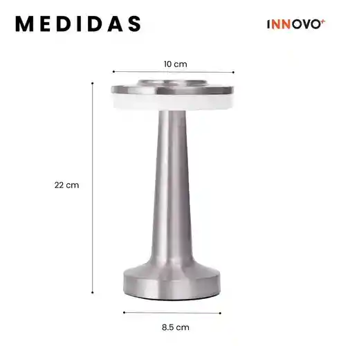 Lámpara De Mesa Led Gris Táctil Recargable Usb Moderna Aluminio Elegante Regulable 3 Niveles
