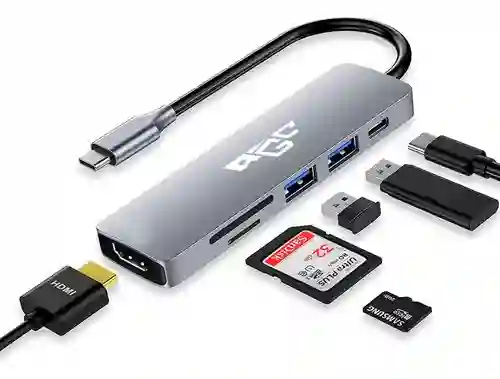 Hub Adaptador Multipuerto Usb C 6 En 1 Para Mac Macbook Windows Marca Agc Tecnologia V1