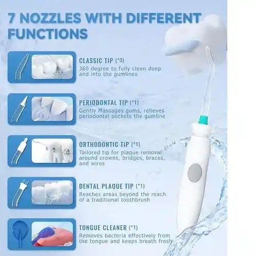 Irrigador Limpiador De Dientes Litro 7 Puntas Heyaxa Blanco