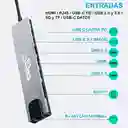 Adaptador Hub 8 En 1 Tipo C Hdmi Puerto Land Usb Mac Y Pc Sd Color Gris