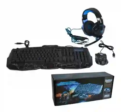 Expectacular Combo Gamer Teclado Con Luces Mouse + Audífonos