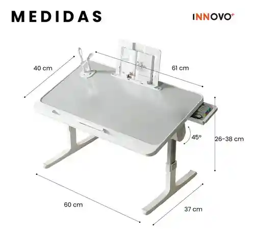 Soporte Portátil Ajustable Plegable Grande Con Puerto Usb Ventilador Para Cama Sofá Oficina
