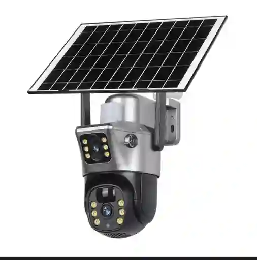 Camara Solar Doble Lente Con Panel Solar Wifi