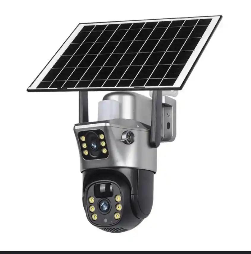Camara Solar Doble Lente Con Panel Solar Wifi