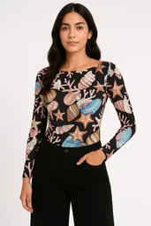 Body Para Mujer Estampado Marino - The Caribbean Negro Sm